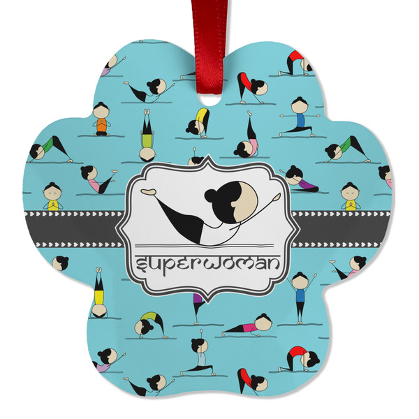 Custom Yoga Poses Metal Paw Ornament - Double Sided w/ Name or Text