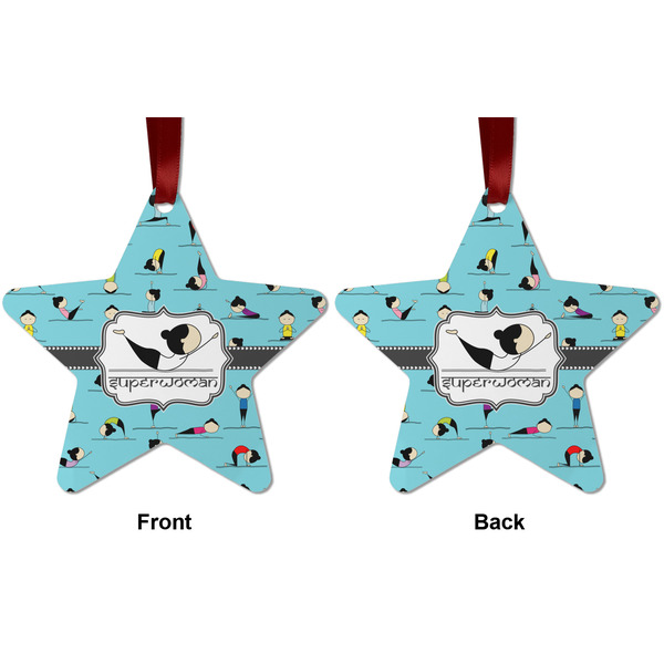 Yoga Poses Metal Star Ornament - Front and Back