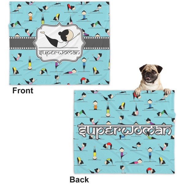 Yoga Poses Microfleece Dog Blanket - Large- Front & Back