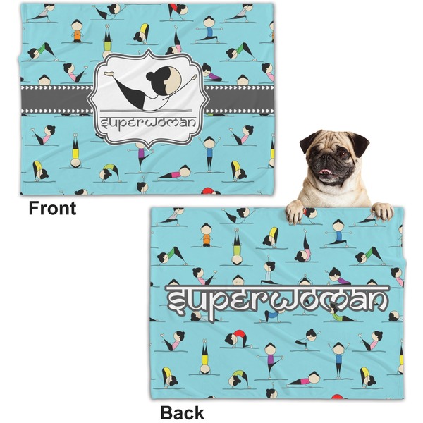 Yoga Poses Microfleece Dog Blanket - Regular - Front & Back