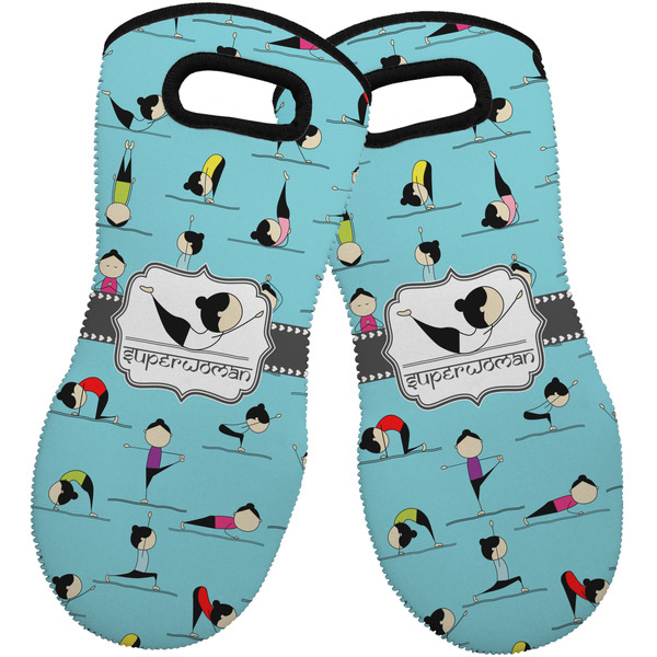 Yoga Poses Neoprene Oven Mitt -Set of 2 - Front
