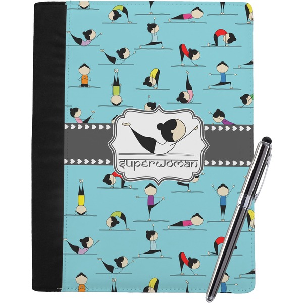 Custom Yoga Poses Notebook Padfolio - Large w/ Name or Text