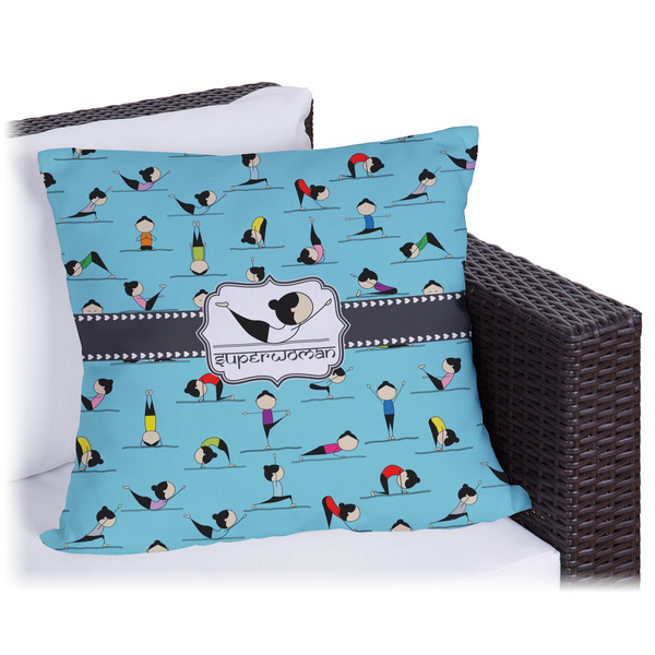 Custom Yoga Poses Outdoor Pillow - 16" (Personalized)