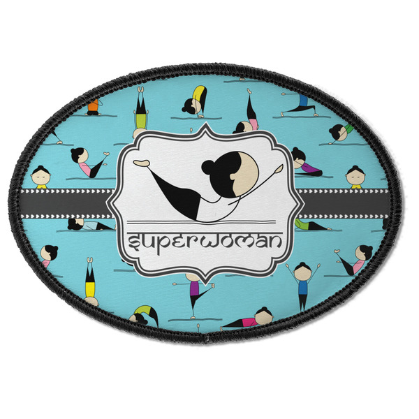 Custom Yoga Poses Iron On Oval Patch w/ Name or Text