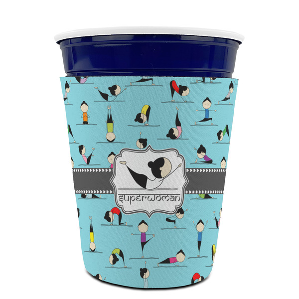 Yoga Poses Party Cup Sleeves - without bottom - FRONT (on cup)