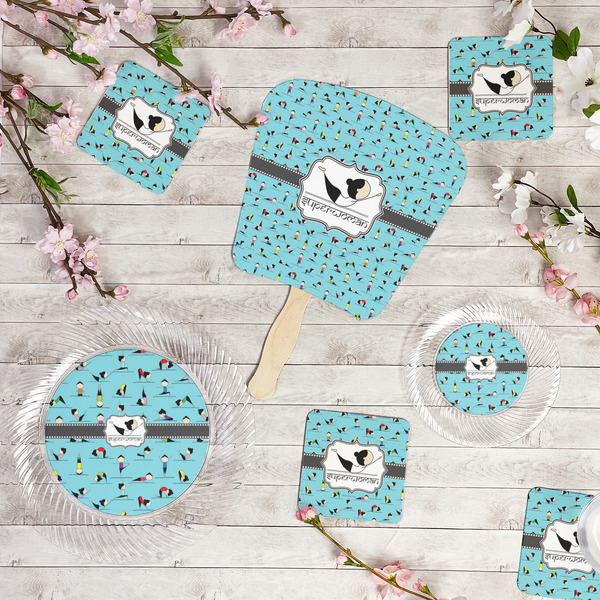 Yoga Poses Party Supplies Combination Image - All items - Plates, Coasters, Fans