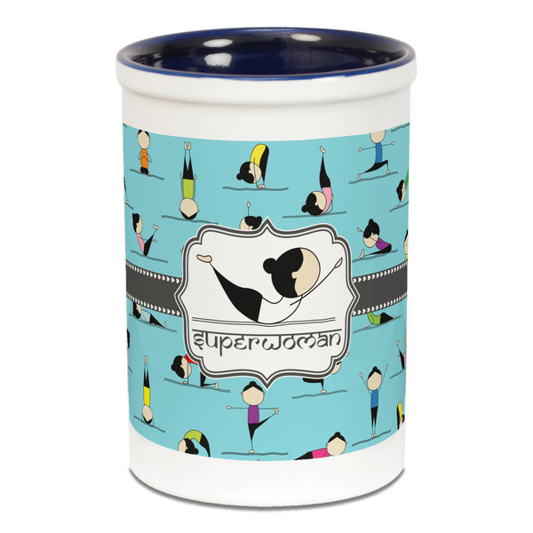 Yoga Poses Pencil Holder - Blue