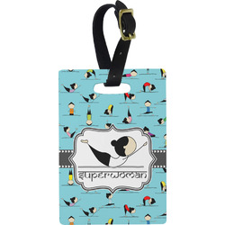 Yoga Poses Plastic Luggage Tag - Rectangular w/ Name or Text