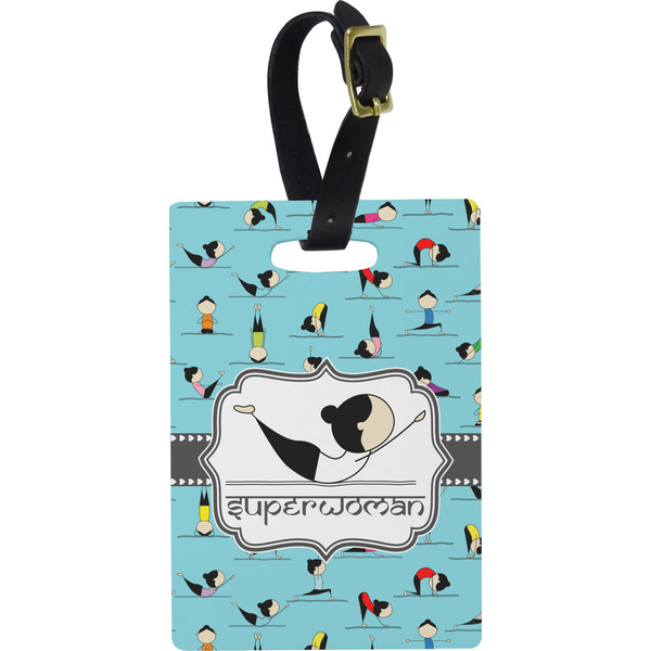 Custom Yoga Poses Plastic Luggage Tag - Rectangular w/ Name or Text