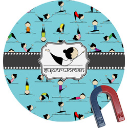 Yoga Poses Round Fridge Magnet (Personalized)