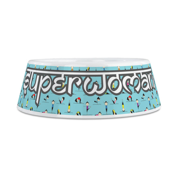 Yoga Poses Plastic Dog Bowls - Medium - FRONT