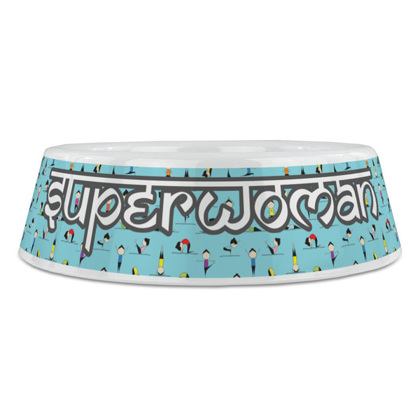 Yoga Poses Plastic Pet Bowls - Large - FRONT