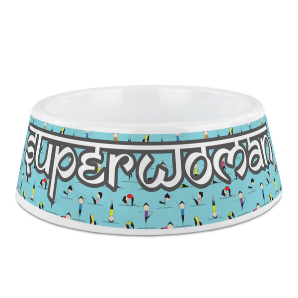 Custom Yoga Poses Plastic Dog Bowl - Medium (Personalized)