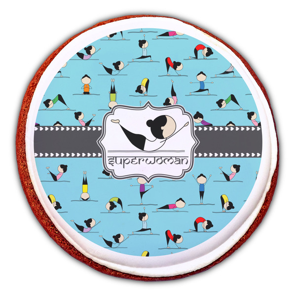 Yoga Poses Printed Icing Circle - Large - On Cookie