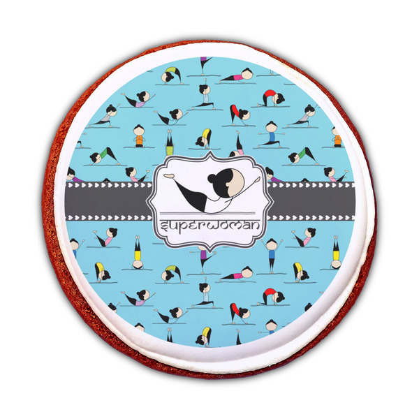 Yoga Poses Printed Icing Circle - Medium - On Cookie