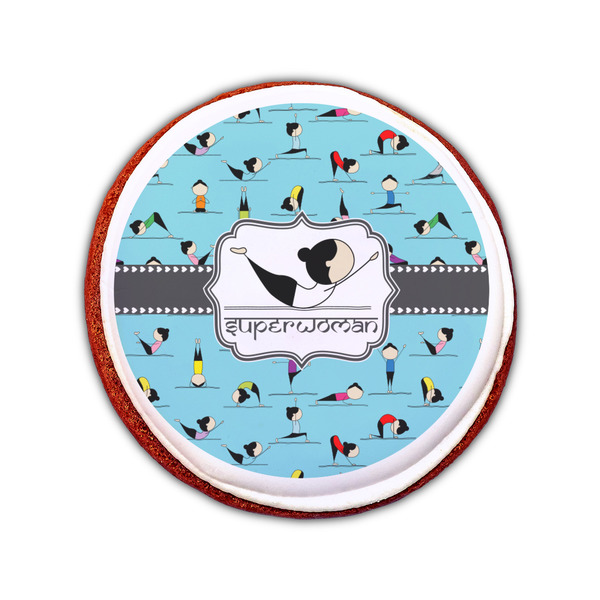 Yoga Poses Printed Icing Circle - Small - On Cookie