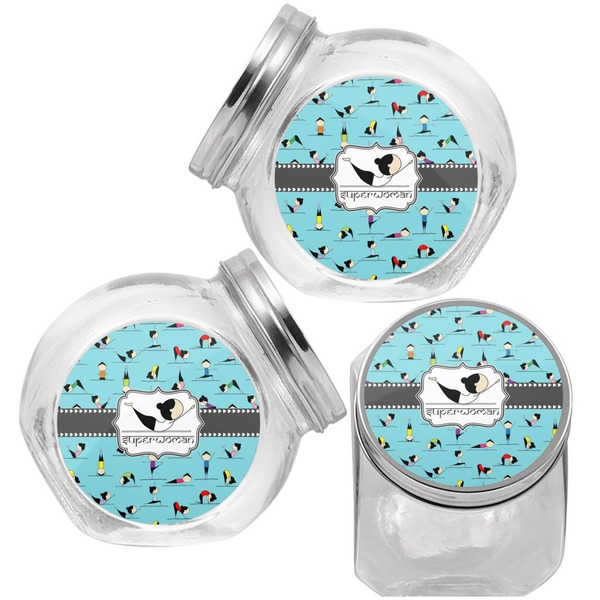 Yoga Poses Puppy Treat Jar - Top Left Right