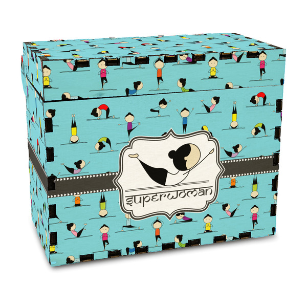 Custom Yoga Poses Wood Recipe Box - Full Color Print (Personalized)