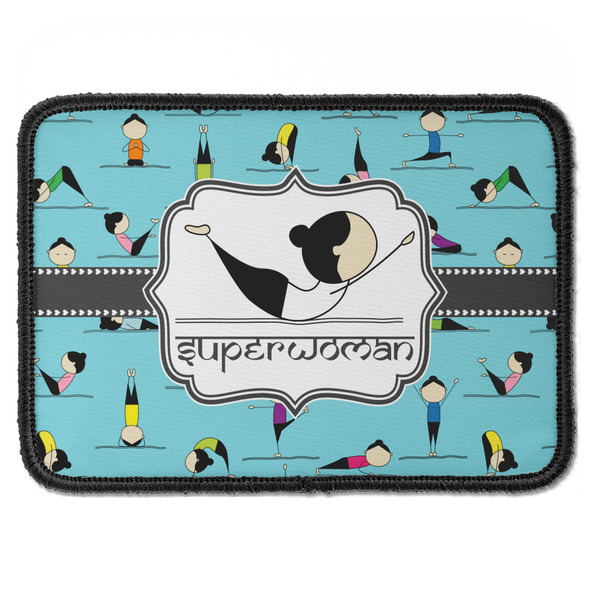 Custom Yoga Poses Iron On Rectangle Patch w/ Name or Text