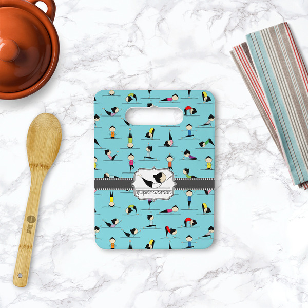 Yoga Poses Rectangle Trivet with Handle - LIFESTYLE