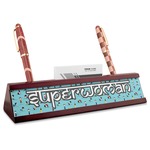 Yoga Poses Red Mahogany Nameplate with Business Card Holder (Personalized)