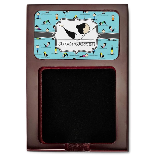 Yoga Poses Red Mahogany Sticky Note Holder - Flat