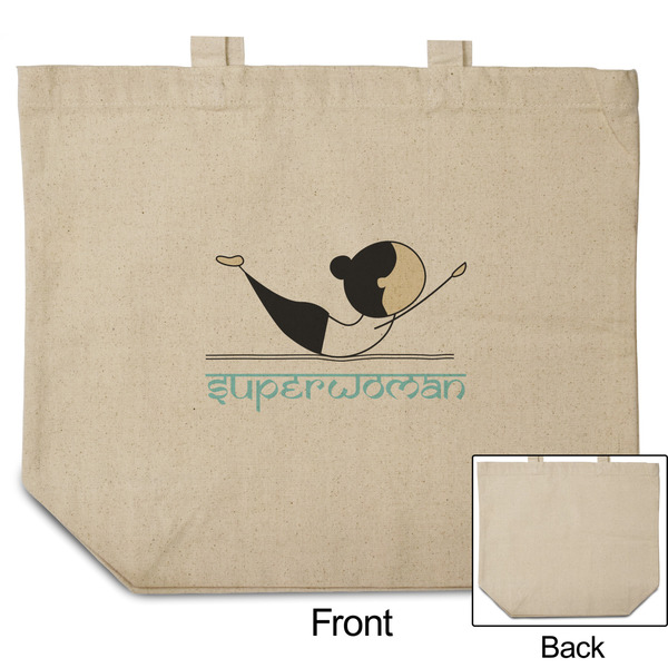 Yoga Poses Reusable Cotton Grocery Bag - Front & Back View