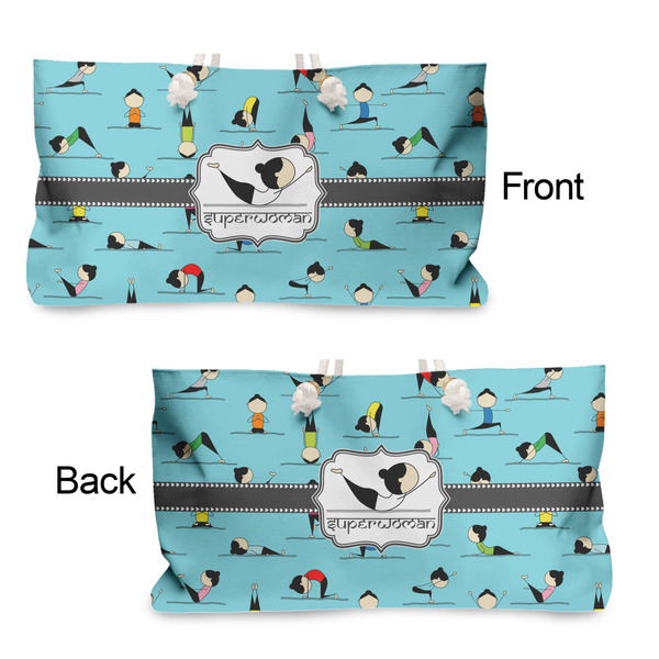 Yoga Poses Large Rope Tote - From & Back View