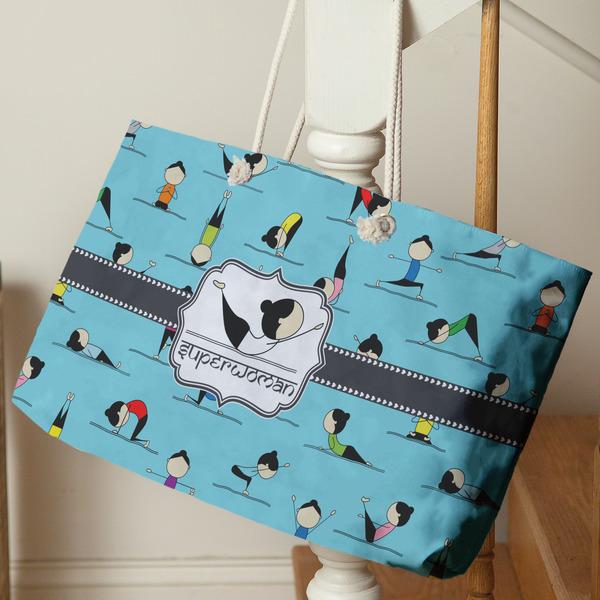 Yoga Poses Large Rope Tote - Life Style