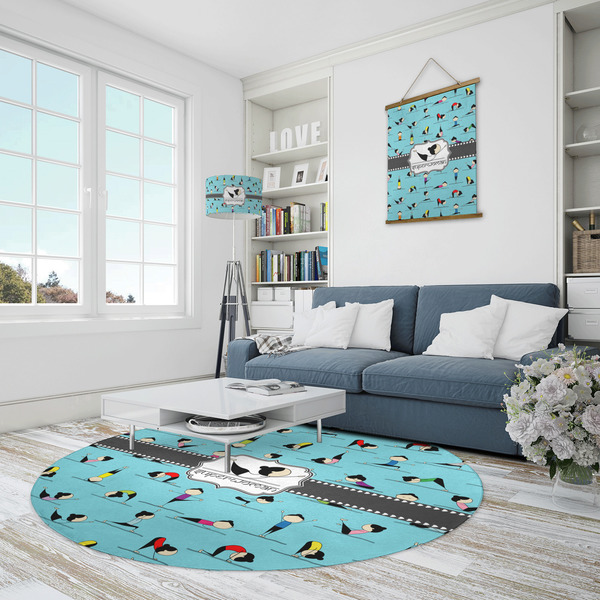 Yoga Poses Round Area Rug - IN CONTEXT