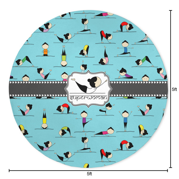 Yoga Poses Round Area Rug - Size