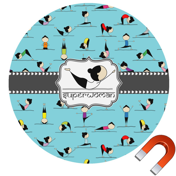Custom Yoga Poses Round Car Magnet - 10" (Personalized)