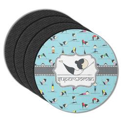 Yoga Poses Round Rubber Backed Coasters - Set of 4 (Personalized)