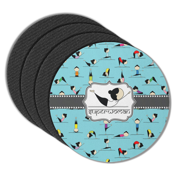 Yoga Poses Round Coaster Rubber Back - Main