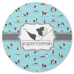 Yoga Poses Round Rubber Backed Coaster (Personalized)
