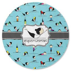 Yoga Poses Round Rubber Backed Coaster (Personalized)