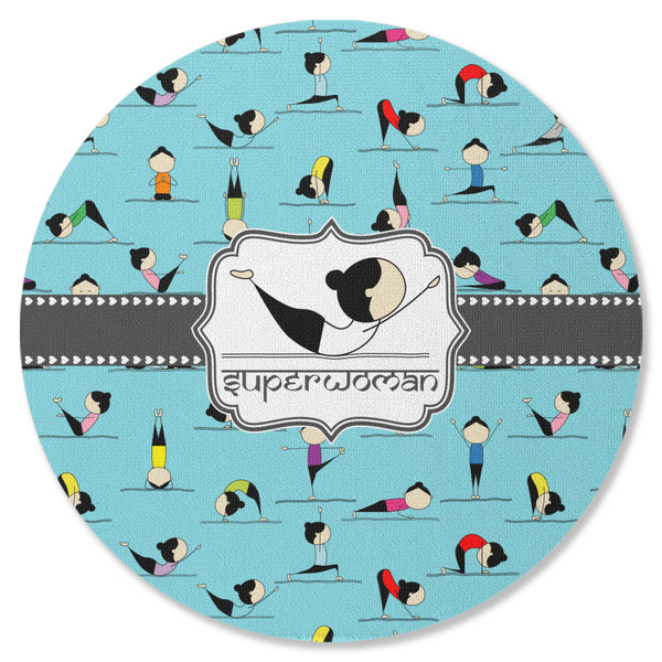 Yoga Poses Round Coaster Rubber Back - Single