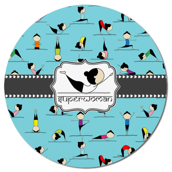 Yoga Poses Round Fridge Magnet - FRONT