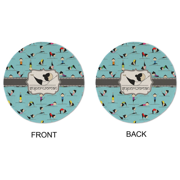 Yoga Poses Round Linen Placemats - APPROVAL (double sided)