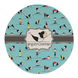 Yoga Poses Round Linen Placemat - Single Sided (Personalized)