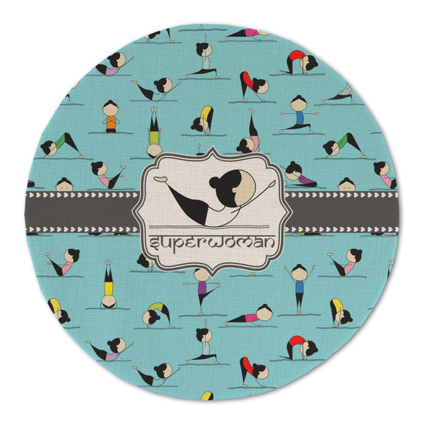 Custom Yoga Poses Round Linen Placemat (Personalized)