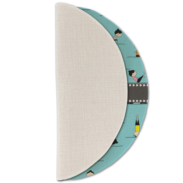 Yoga Poses Round Linen Placemats - HALF FOLDED (single sided)