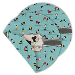 Yoga Poses Round Linen Placemat - Double Sided (Personalized)