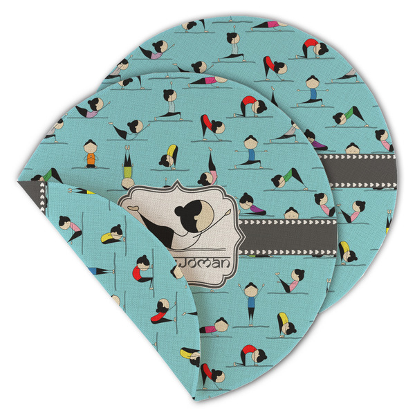 Yoga Poses Round Linen Placemats - MAIN (Double-Sided)