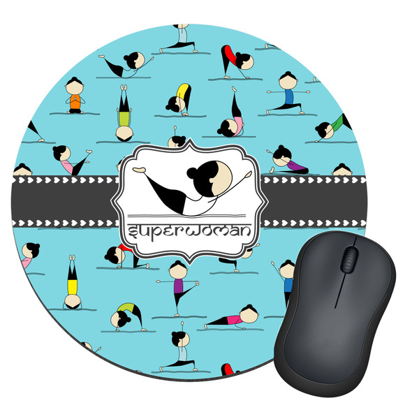Custom Yoga Poses Round Mouse Pad (Personalized)