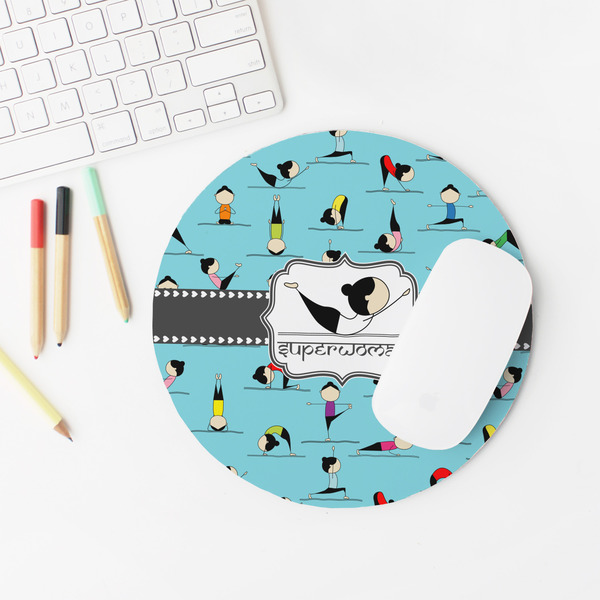 Yoga Poses Round Mousepad - LIFESTYLE 2