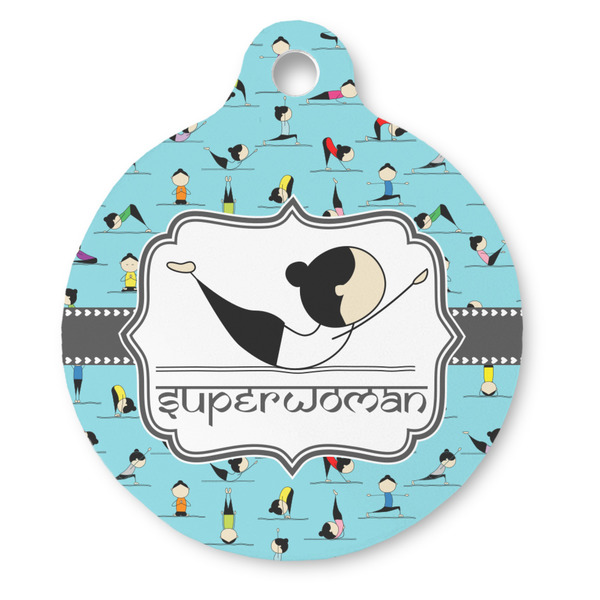 Custom Yoga Poses Round Pet ID Tag (Personalized)
