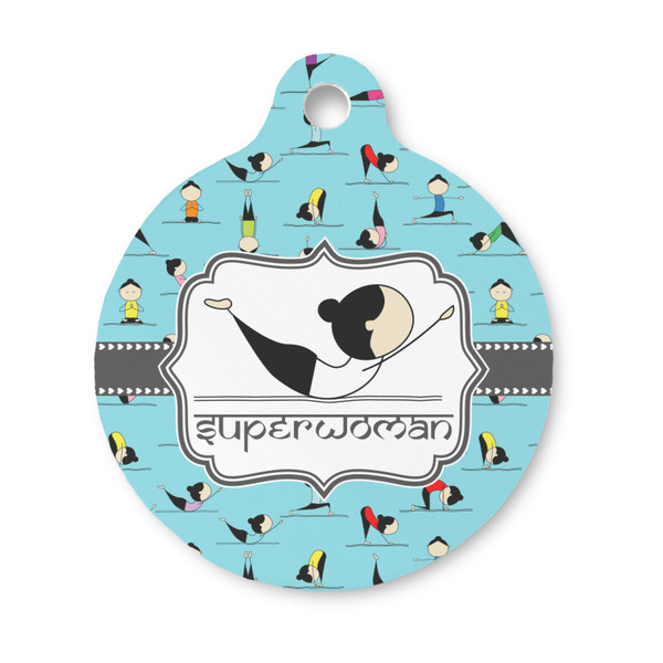 Custom Yoga Poses Round Pet ID Tag - Small (Personalized)