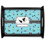 Yoga Poses Black Wooden Tray - Large (Personalized)