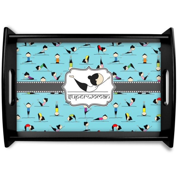 Custom Yoga Poses Black Wooden Tray - Small (Personalized)